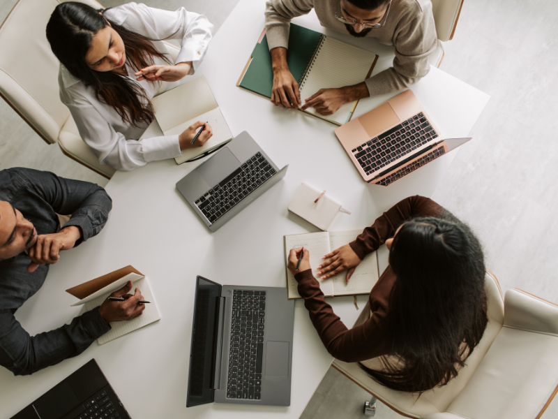 People working at an office